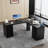 Arpan 60" L-Shaped Executive Desk with Drawers, Wood Home Office Corner Desk with Storage Cabinet-196462092