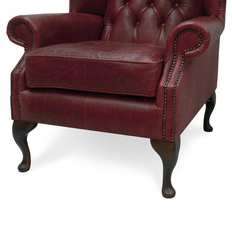 Hohman Upholstered Armchair with Footstool, Red
