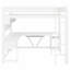 Lit mezzanine en bois moderne avec bureau, tablettes, DEL et station de charge-129234272
