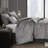Grey 7 Pcs Queen Comforter - Transitional Style Diagonal , Soft , , Safe And Comfortable Use Bedding,