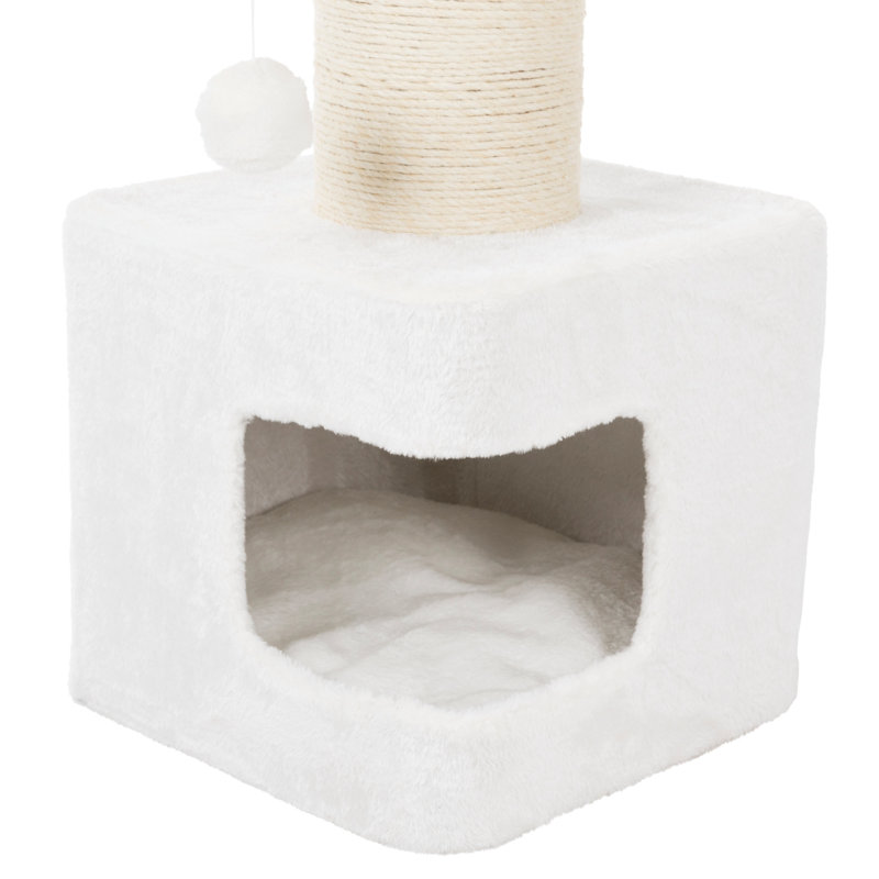 Arbre à chat TTG de 33,9 po Ava de couleur grise avec poteau à griffes pais, maisonnette pour chat, plateforme douillette avec coussin, jouet pour chat suspendu, gris
