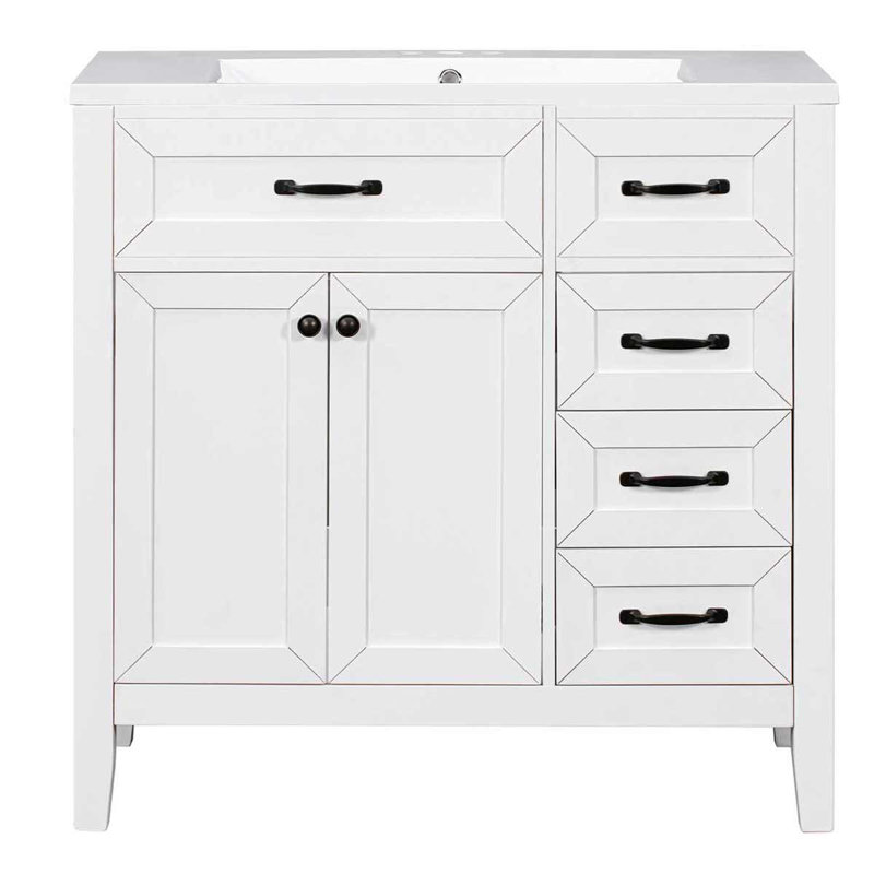 Joannes 35.98'' Single Bathroom Vanity with Top, White