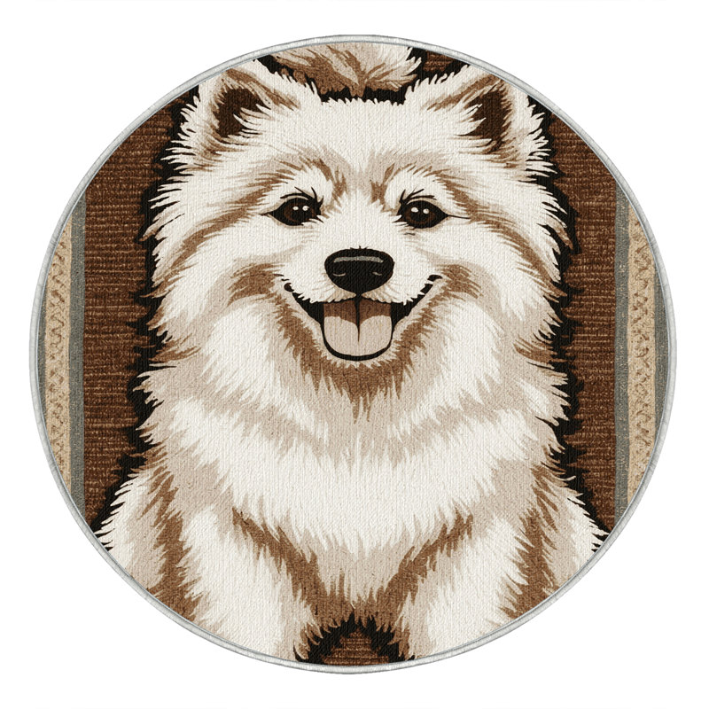  Tapis lavable pour chien esquimau américain, Rond 5 pi