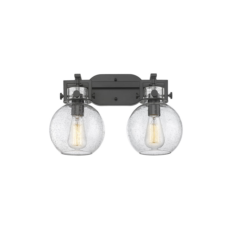 Laia - 2 lumières - 17 pouces - Noir mat - Abat-jour granuleux - Éclairage pour meuble-lavabo, Seedy, Matte Black, 2 Lights