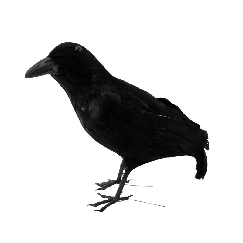 2 Piece Glitter Black Crows Halloween Raven Accessory Movie Prop Indoor Decor
