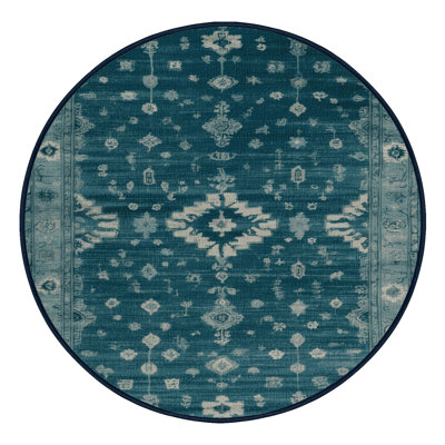 Machine Washable Overdyed Blue Area Rug