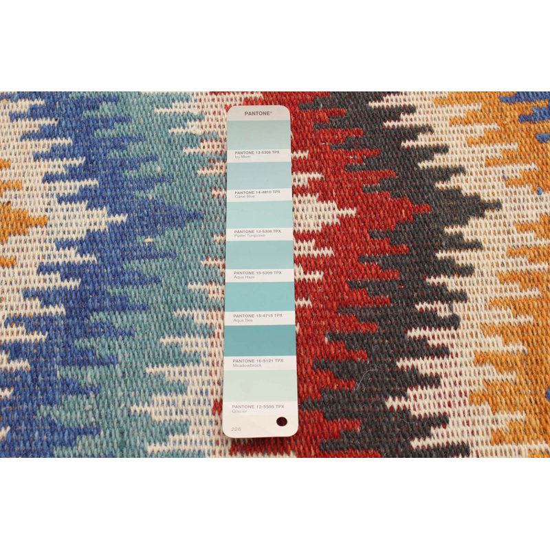 Tapis à chevrons en laine tissé à plat à la main Folrat