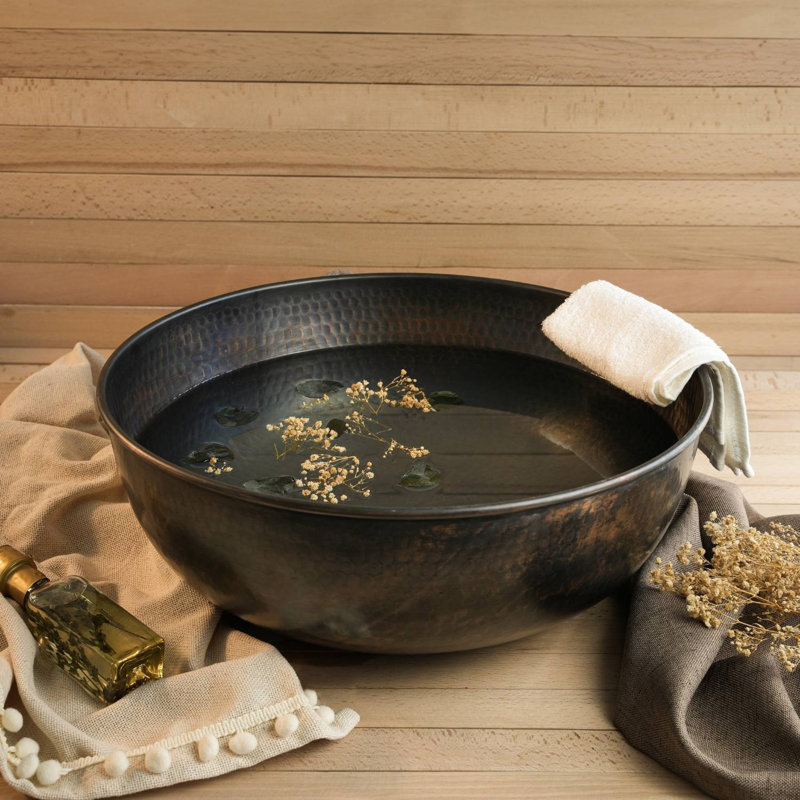 Handmade Dark Copper Pedicure Bowl – Luxurious Foot Soaking Bath for Spa & Home, Dark Copper