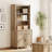 Scarlett Sideboard Cabinet With Bar Hutch, Farmhouse Sideboard Credenza For Dining Room, Modern Buffet Cabinet, Large Storage Cabinet With Wood Doors And 5 Tier Shelve, Oak-2139782367