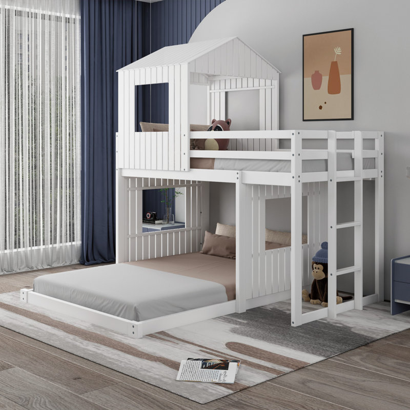 Hummel Kids Twin Over Full Bunk Bed, White