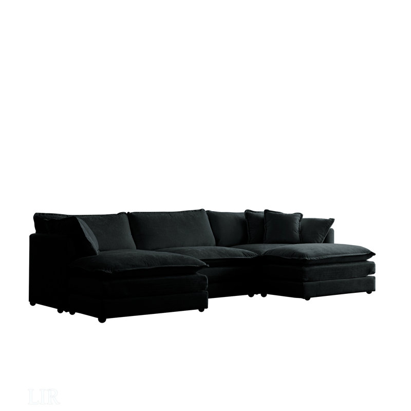Canapé modulaire en U avec repose-pieds réversible, canapé d'angle convertible 5 places avec 2 repose-pieds, canapé et canapé minimaliste moderne