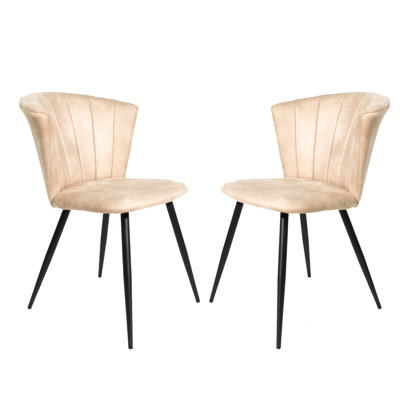Cowen 48cm H Polyester Blend Upholstered Metal Dining Chair in Beige