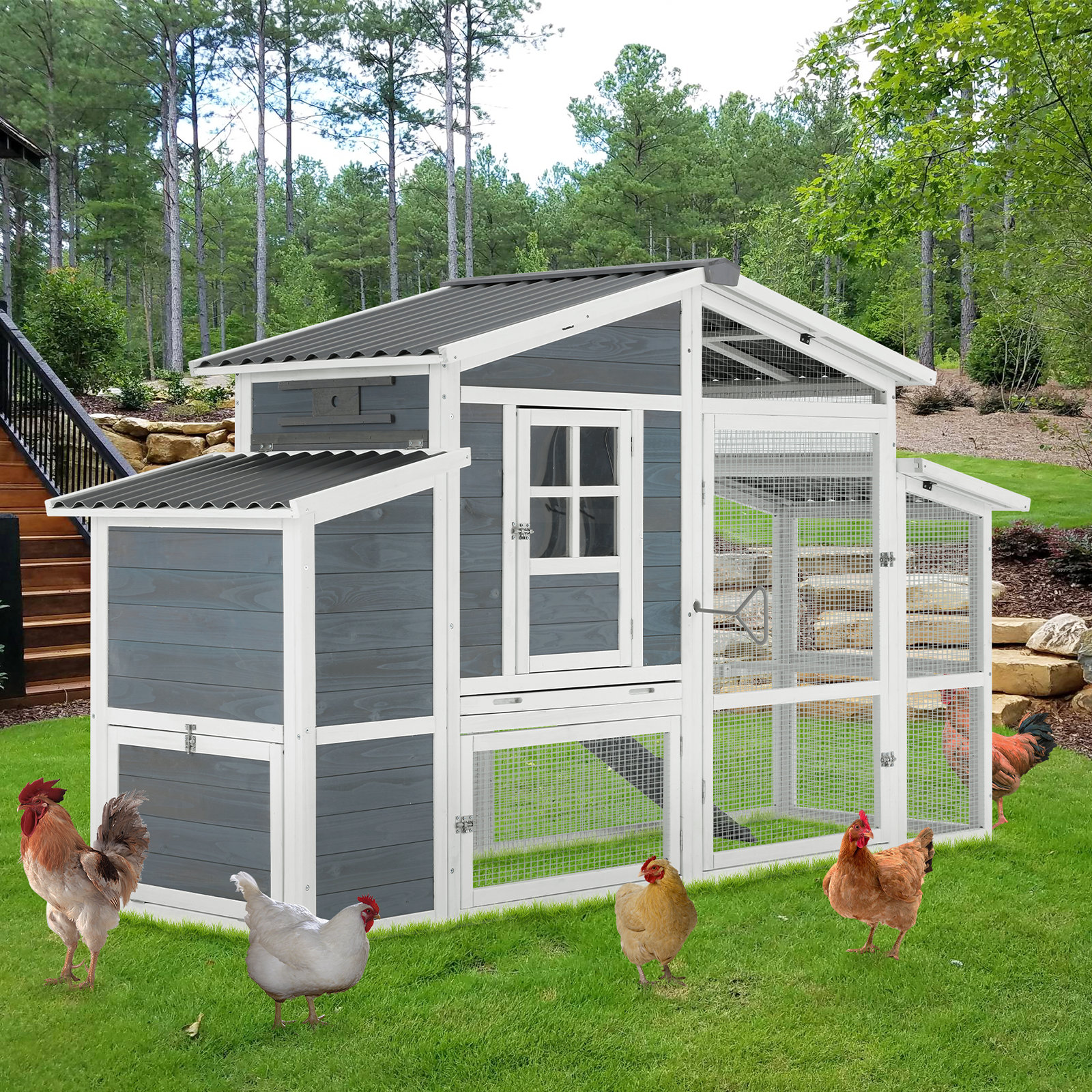 Archie & Oscar™ Flitwick 81” Large Chicken Coop with Chicken Run ...