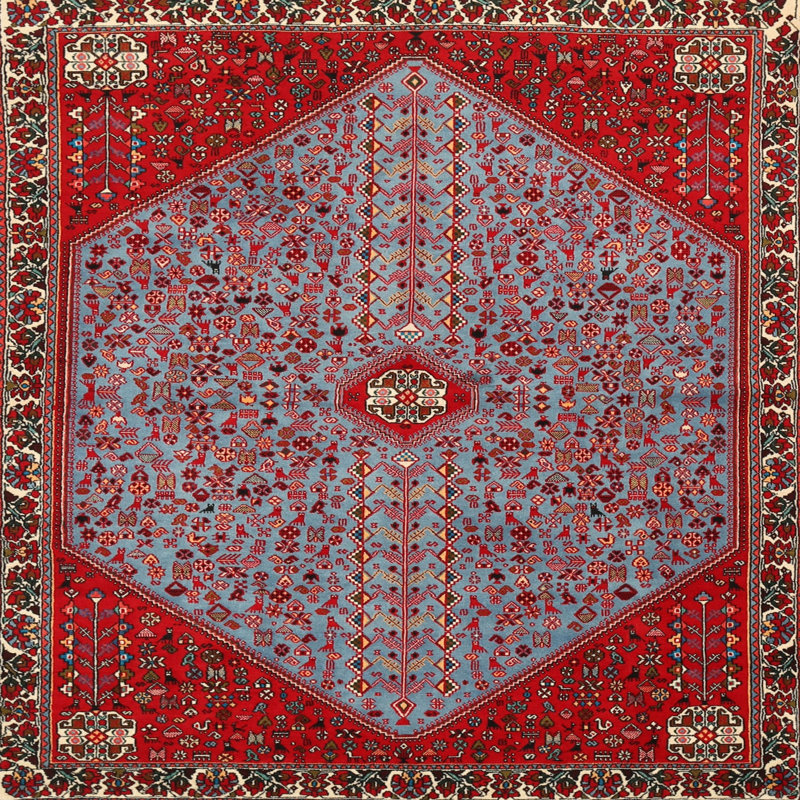 Tapis bleu / rouge Southwestern, Rond 6 pi