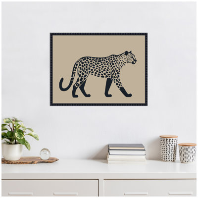 «Modern Linocut Leopard 2» par The Creative Bunch Studio, reproduction d'art sur toile encadrée