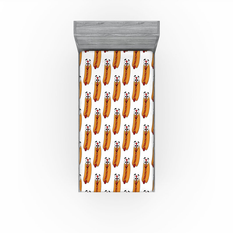 Ensemble de 2 draps-housse Ambesonne Hot Dog, Drap-housse pour lit simple