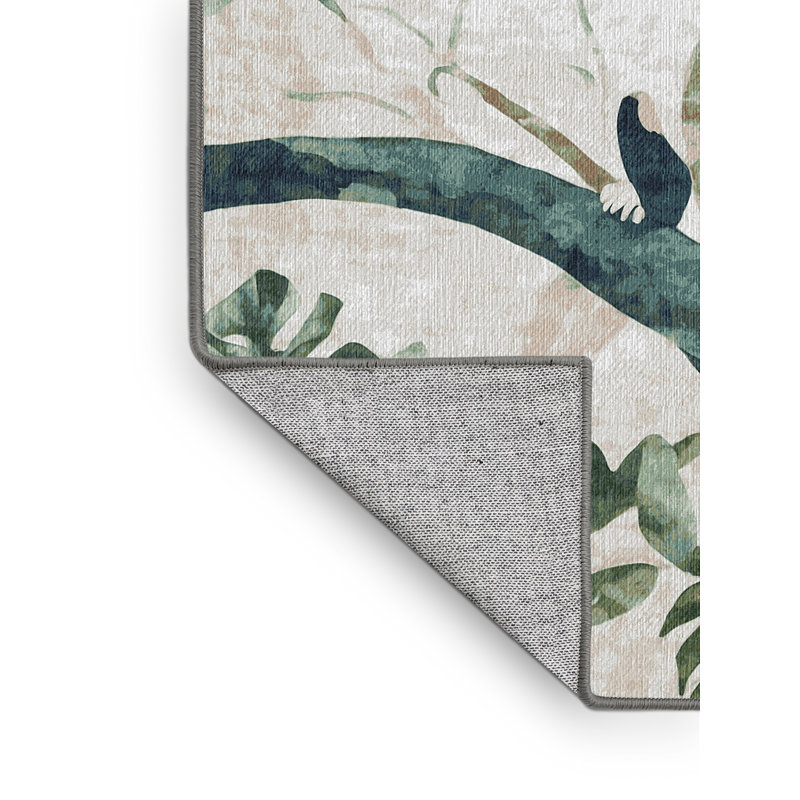 Machine Washable Gray Area Rug, Square 3'