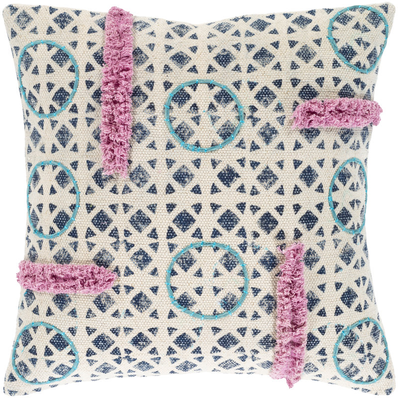 Coussin en coton Phoebe, Duvet, 18 po x 18 po