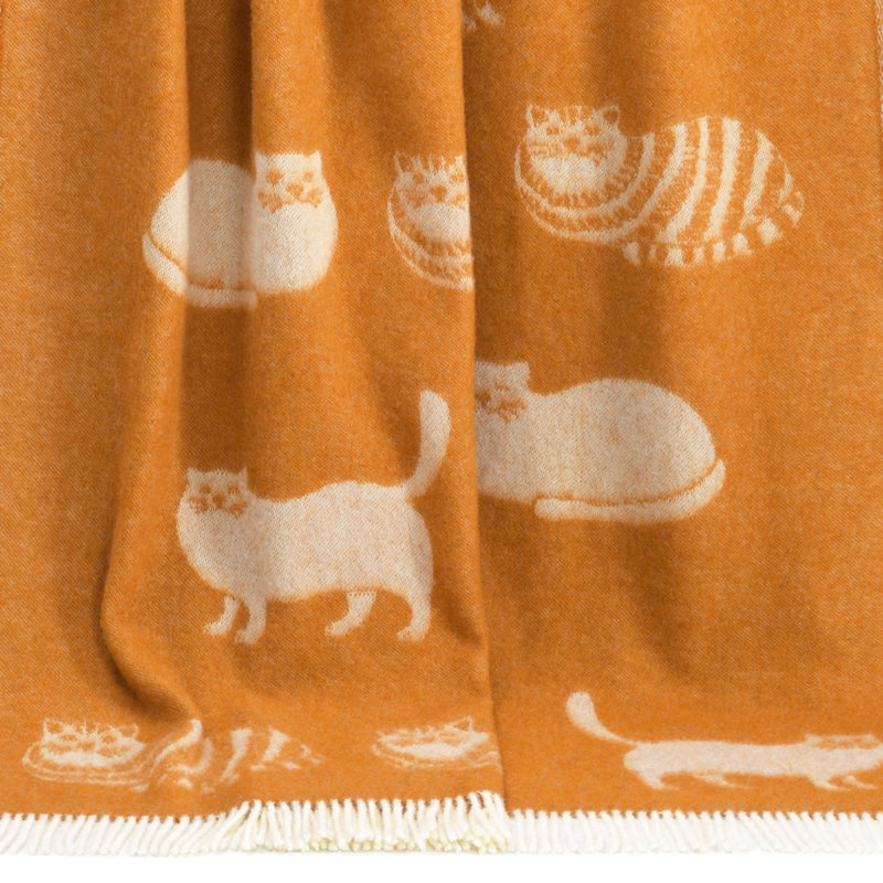 Orange Cat Wool Throw