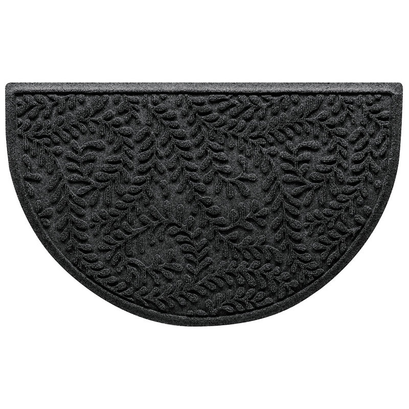 WaterHog Boxwood 24 in. x 39 in. Half Round Indoor Outdoor Door Mat, Charcoal