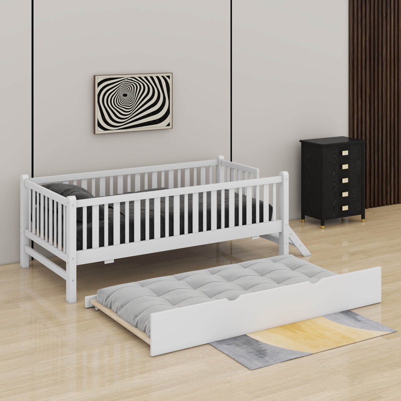 Lit plateforme simple avec lit gigogne, Blanc