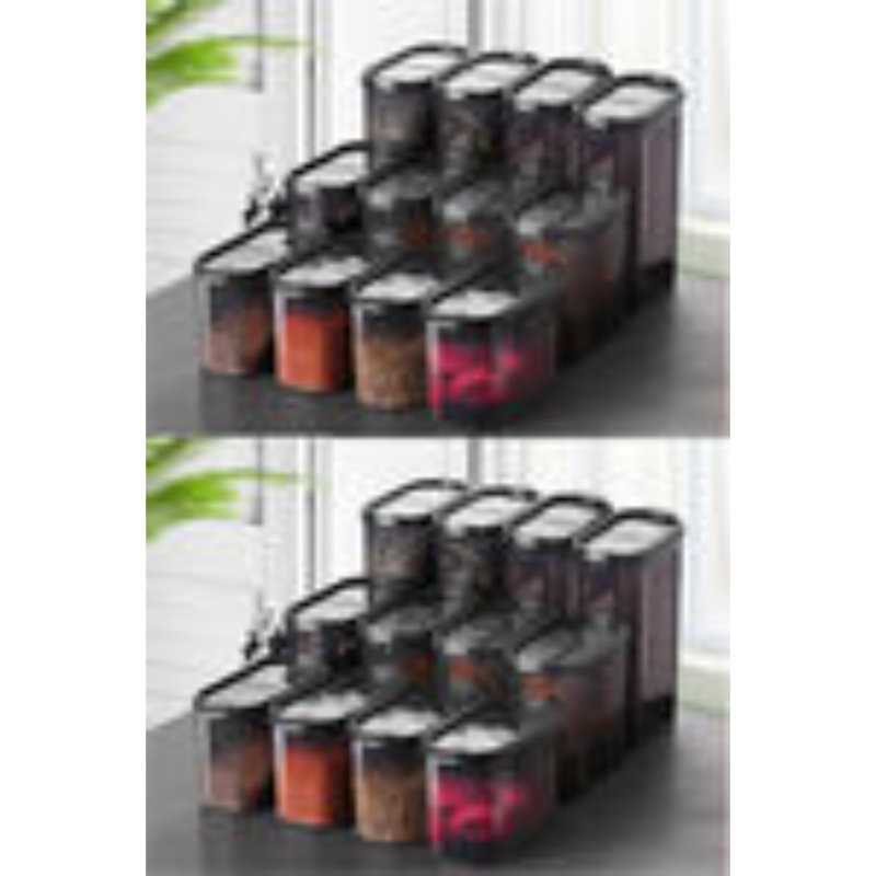 Durable Storage Box Set (24 Ps), Anthracite | 100% BPA Free Plastic, Double Lid Design | Includes 8 Boxes: 3.5 x 7.5 x 9.3 in (2800 ml), 3.5 x 7.5 x 6.7 in (2000ml), 3.5 x 7.5 x 4.9 in (1400ml) | Dishwasher Safe, Perfect for Organizing Home & Office