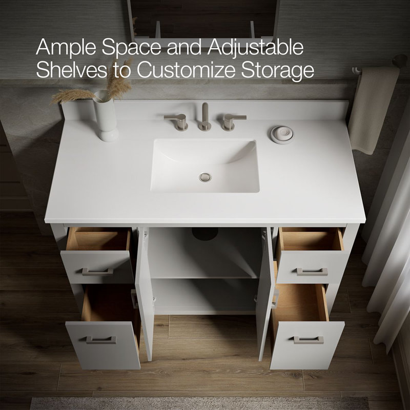 Kresla 48 In. Bathroom Vanity Cabinet With Sink And Quartz Top, Atmos Gray