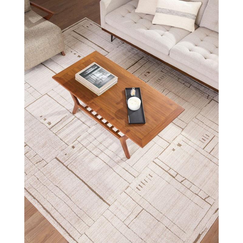 ELLE Decor X Livabliss Alma Machine Woven Rug, Beige, Rectangle 6'7" x 9'