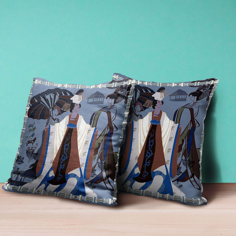 Three Woman Outdoor Pillow Outdoor Reversible Throw Pillow, 18" x 18"