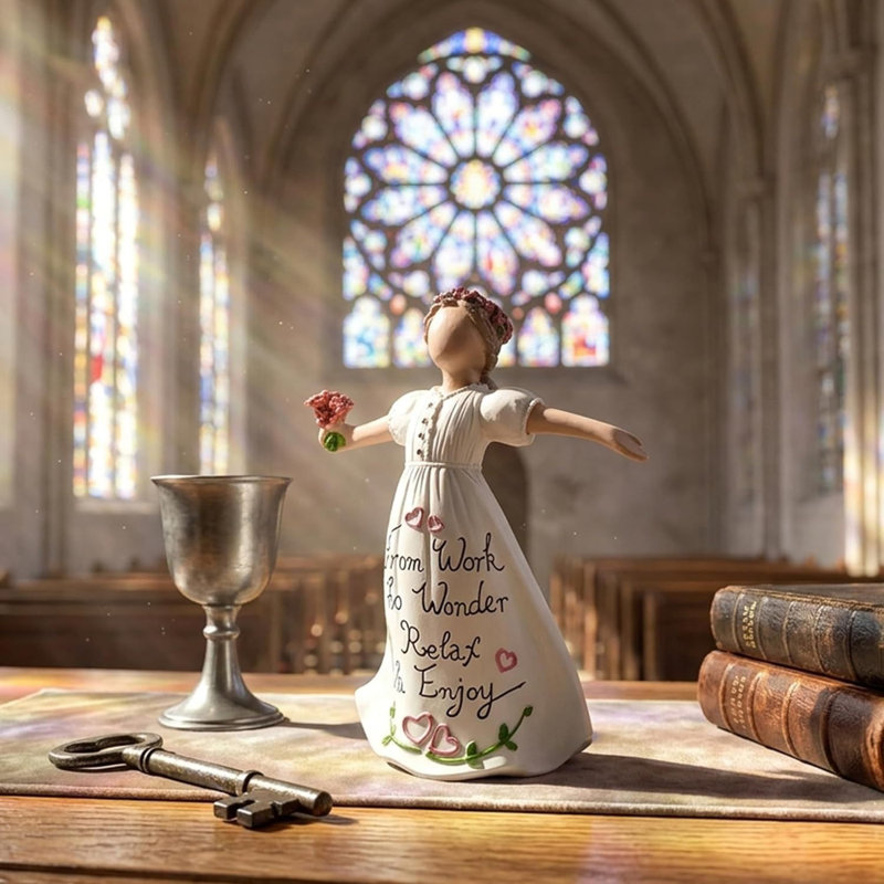 Inspirational Angel Resin Statue with Rose