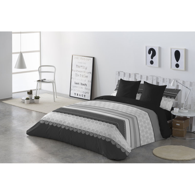 Marble Striped Duvet Cover, Black, Super King Duvet Cover
