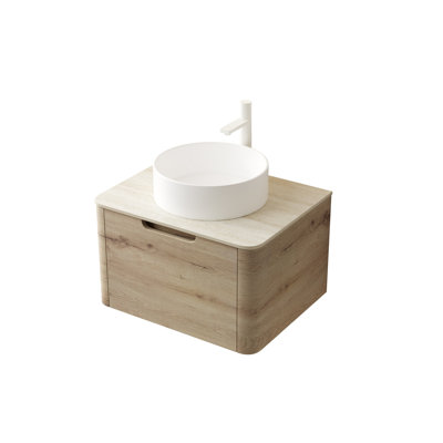 Meuble-lavabo de salle de bain avec lavabo, armoire de rangement murale avec tiroir, pré-assemblé