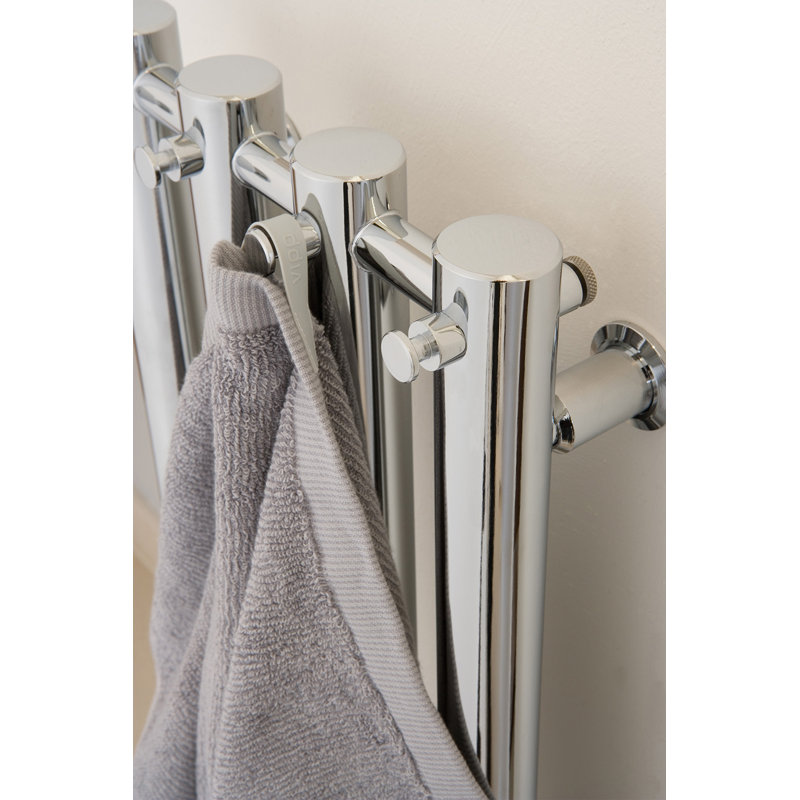 Chauffe-serviettes électrique mural 10,5 "x37,5" Rosendal, H 37,5 po x l 10,5 po x P 4 po, Nickel poli, Électrique à brancher