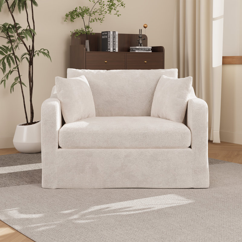 Accent Chair Set,Chenille Accent Armchair And Ottoman, Wheat