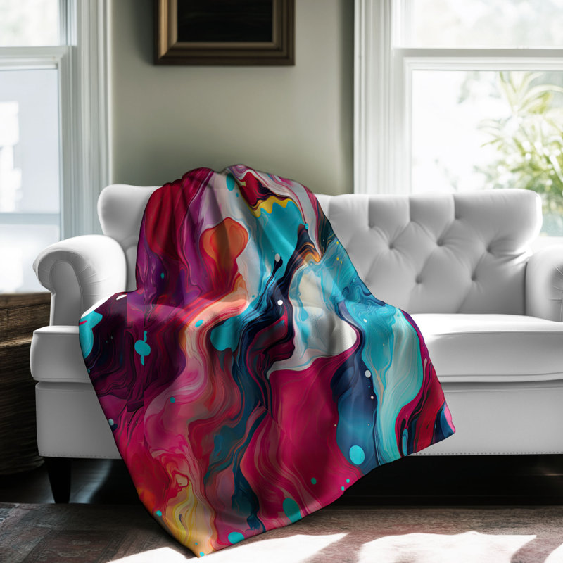 Multihued Slab - 1 Piece Premium Sherpa Blanket Throw Blanket, 50" W x 60" L