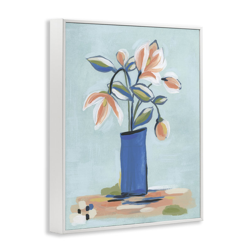 «Chic Modern Bouquet Giclee Art» par Grace Popp, Estampe numérique encadrée blanc bord de mer, H 14 po x l 11 po