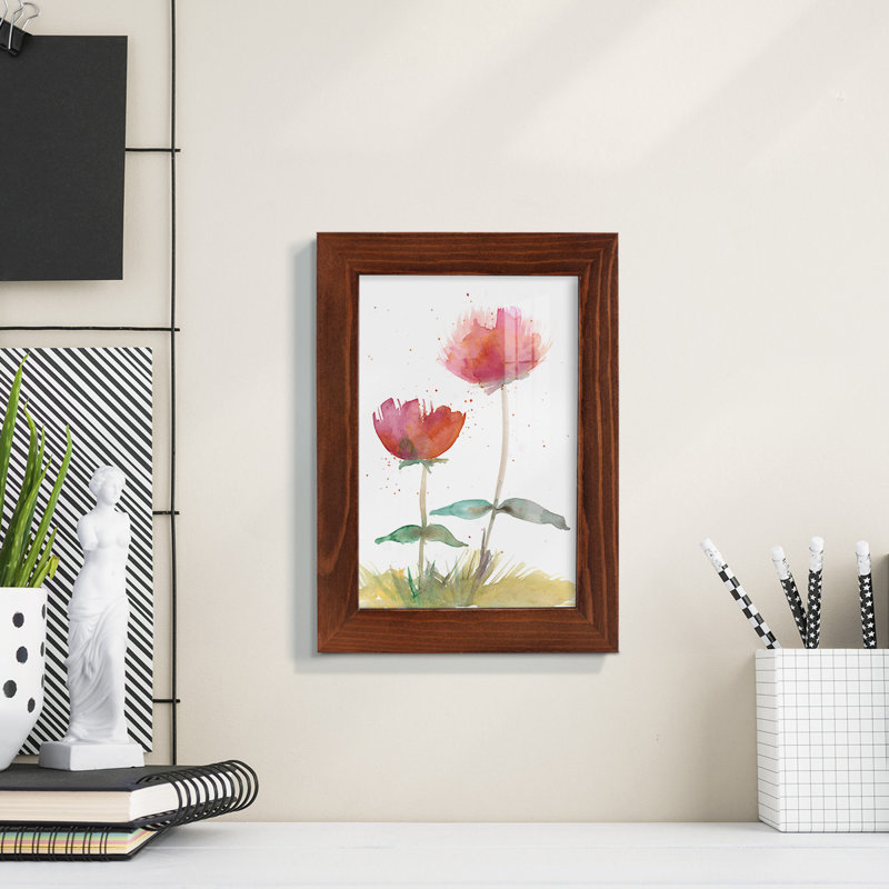 «Pink Fleurs II», reproduction d'art encadrée, H 8 po x l 6 po x P 1 po, Châtaigne