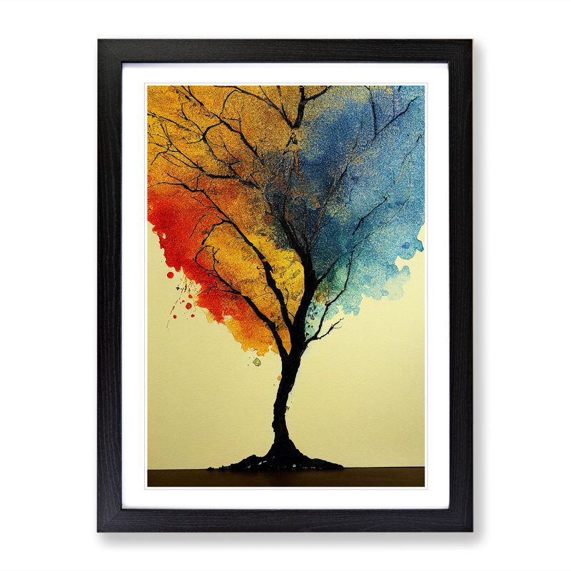 Tree No.1 - Single Picture Frame Painting, 64cm H x 46cm W x 2cm D, Black