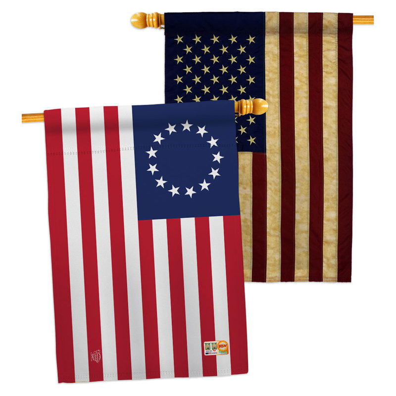 Drapeau de maison 28 po x 40 po Betsy Ross House, Blanc