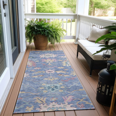 Machine Washable Indoor/Outdoor Cicel ACN1154 Blue Rug