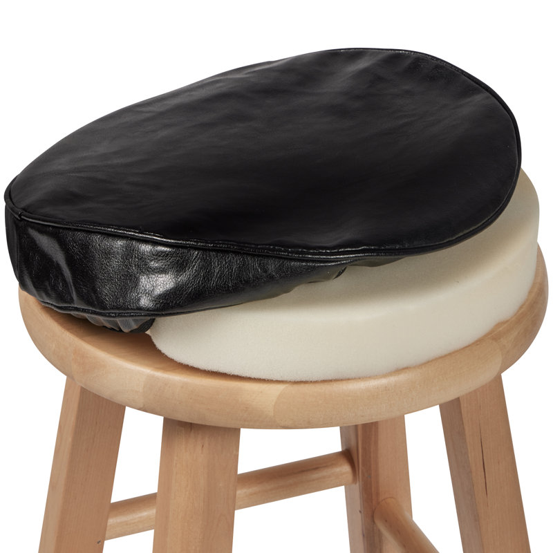 13" Indoor Barstool Round Cushion Seat Cover with Foam, Black