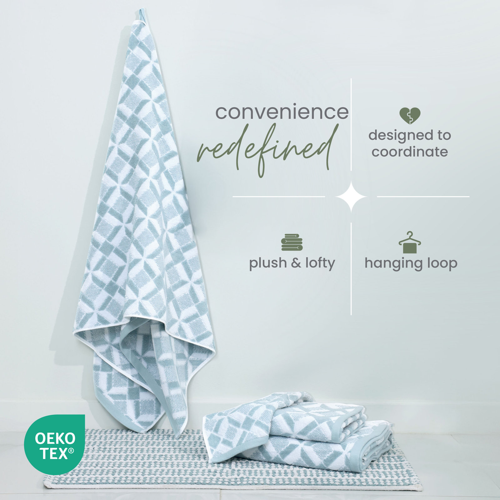 Branden Sculpted Stripe Cotton Bath Towel, Geo Mineral