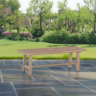 Rustic Outdoor Patio Bench In Acacia Wood by Loon Peak
