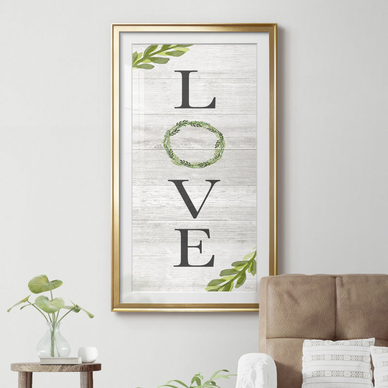 «Love» - Cadre photo, impression d'art textuel sur papier, H 14,5 po x l 26,5 po x P 1,5 po, Papier avec cadre doré