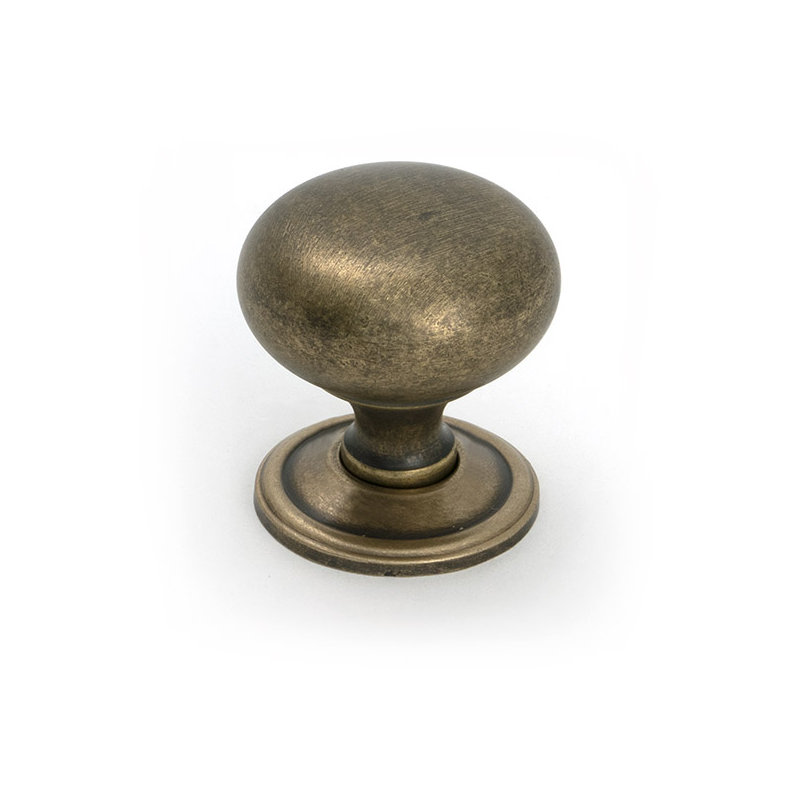 Mushroom Cabinet Knob, 1.54" Knob Diameter, Burnished Brass