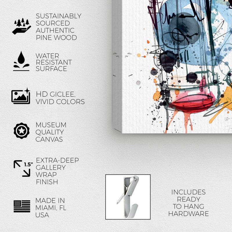 « sourire wine », peinture sur toile, H 30 po x l 20 po x P 1,5 po