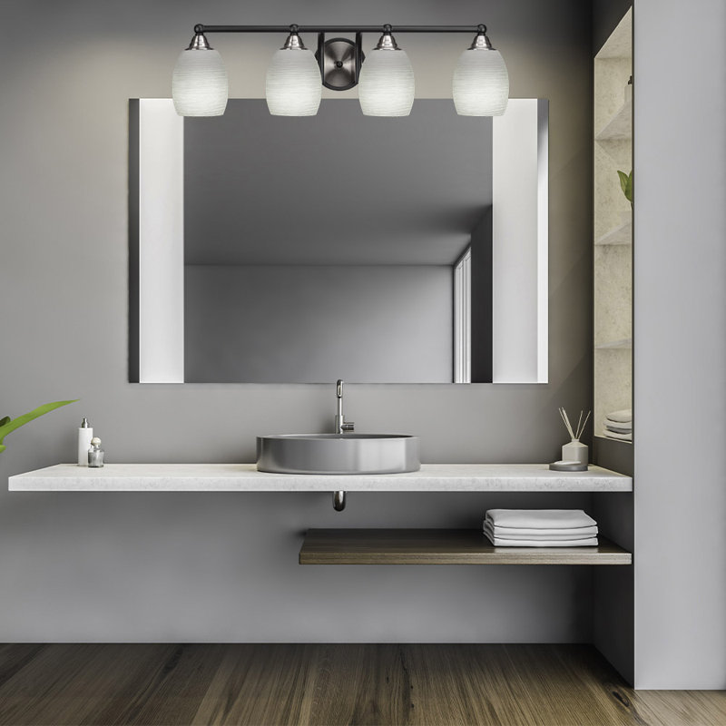 Michell 4-Light Bath Bar, Matte Black/Brushed Nickel