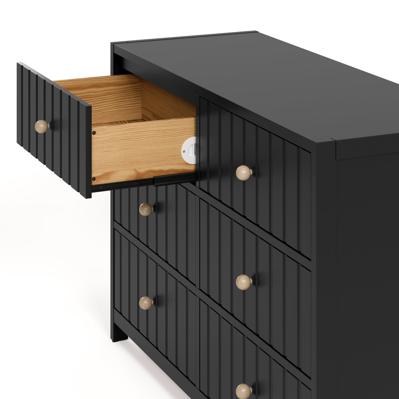 Teddi 6 Drawer Double Dresser, Black