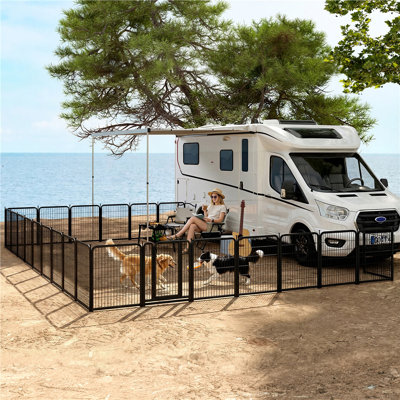 Foldable Dog Playpen Pet Fence with Door