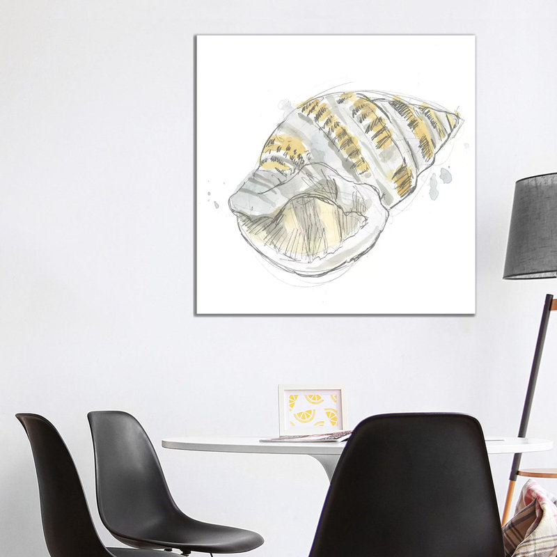 Citron Shell Sketch I by June Erica Vess - Wrapped Canvas Gallery-Wrapped Canvas Giclée, 93.98 cm H x 93.98 cm W
